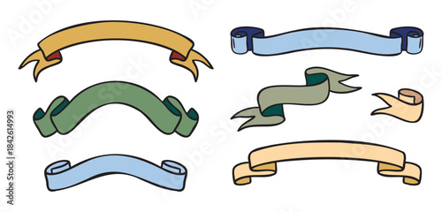 Vintage ribbons and banners blank set for text