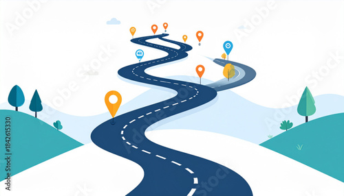 Creative Vector Roadmap for Startup Milestones with Icons