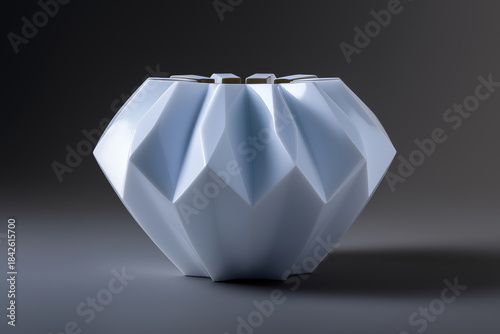 Modern vase design with sharp angles and smooth surface in studio