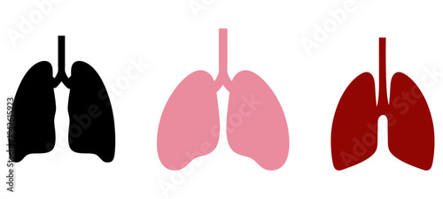 Human lungs. Set of icons and medical symbols, human lungs with abstract structure