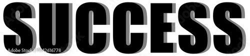 black 3D Success Word. Isolated Vector Text Design