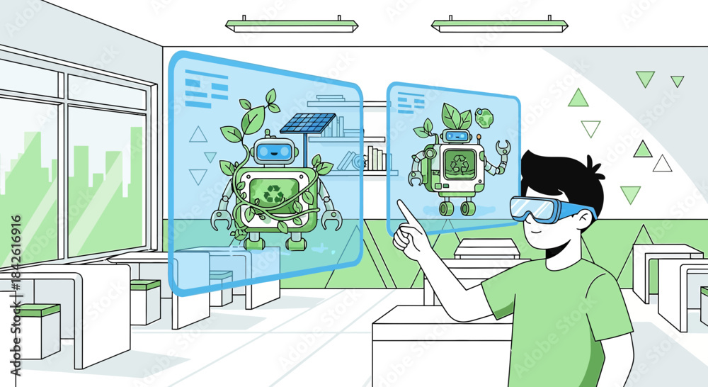 Naklejka premium Envisioning the future: augmented reality technology supporting ecological robotics and education