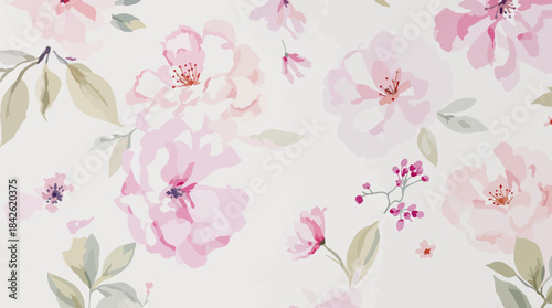 Graceful watercolor peonies arranged beautifully across a delicate botanical patterned background.