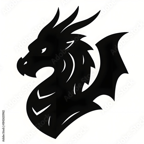 Dragon face silhouette illustration vector