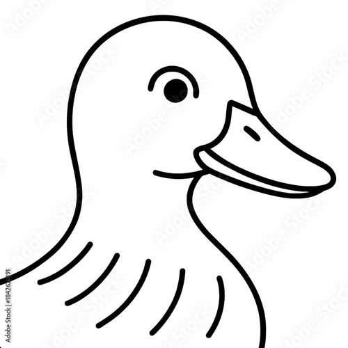 Duck face line drawing coloring page