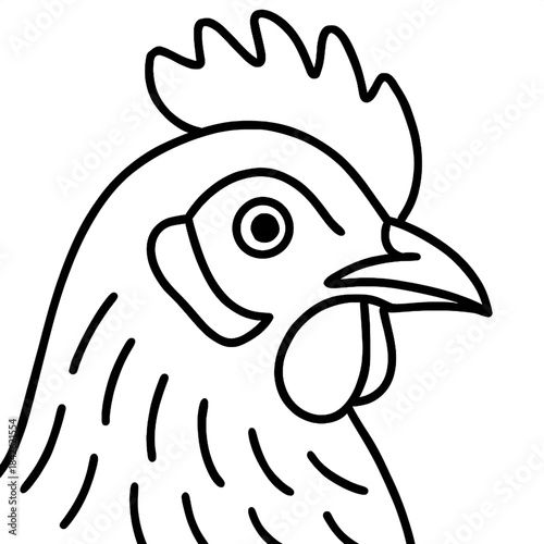 vector illustration of cartoon chicken line drawing