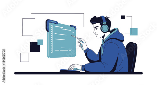 Creative developer immersed in code, crafting digital solutions with focused expertise and