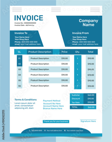 Business invoice and Office bill Design.