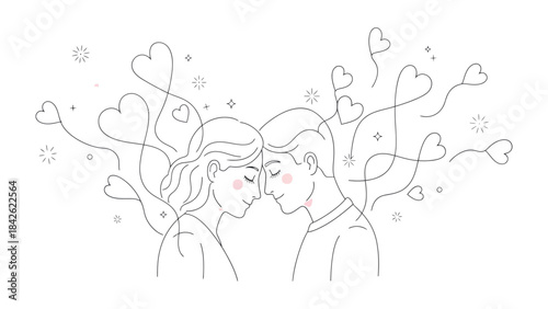 Endearment: A tender embrace of two, symbolized by hearts, conveys the delicate dance of affection, tenderness, and connection.