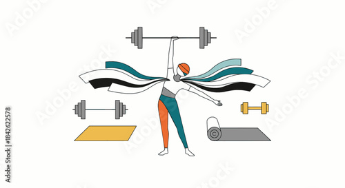 Balanced Fitness Workout Illustration
