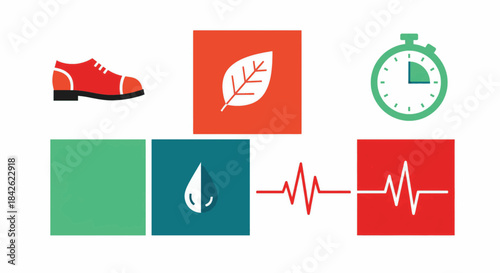 Healthy Routine Icon Blocks