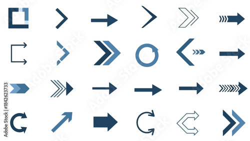 Collection of Diverse Directional Arrows and Navigation Symbols for Design Projects