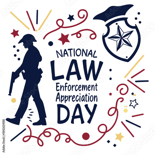 NATIONAL LAW ENFORCEMENT APPRECIATION DAY vector illustration isolated on white background