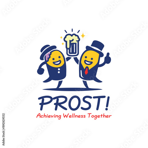 Playful vector illustration celebrating beer culture, Oktoberfest, and social gatherings with cheerful characters.