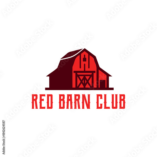 Bold vector barn logo designed for clubs, rural communities, or lifestyle brands with a modern rustic feel.