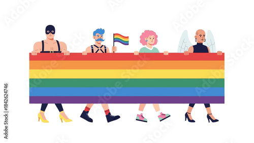 LGBT parade celebrate pride day, vector illustration