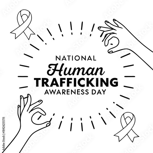 NATIONAL HUMAN TRAFFICKING AWARENESS DAY vector illustration isolated on white background