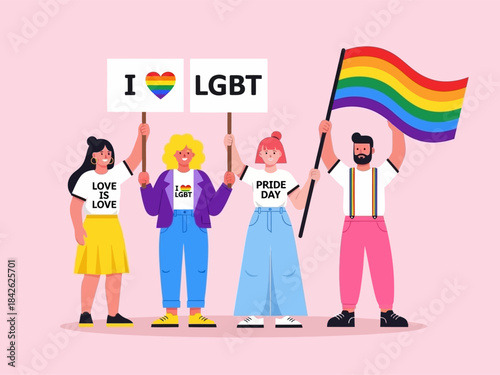 Vector illustration lgbt parade for celebrating pride day