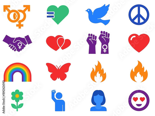 Elements collection for pride month celebration, vector flat design