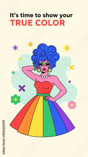 A drag queen celebrate pride month, vector illustration design