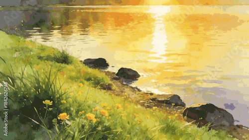 High Shore Golden Shore isolated watercolor vector illustration svg