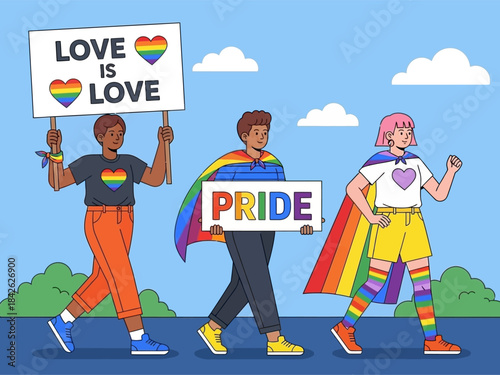 Vector illustration pride month parade