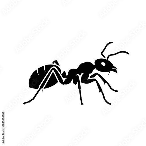 Ant Silhouette Icon – Insect Bug Minimal Black Vector Illustration