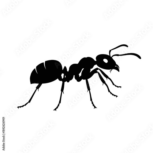 Ant Silhouette Icon – Insect Bug Minimal Black Vector Illustration
