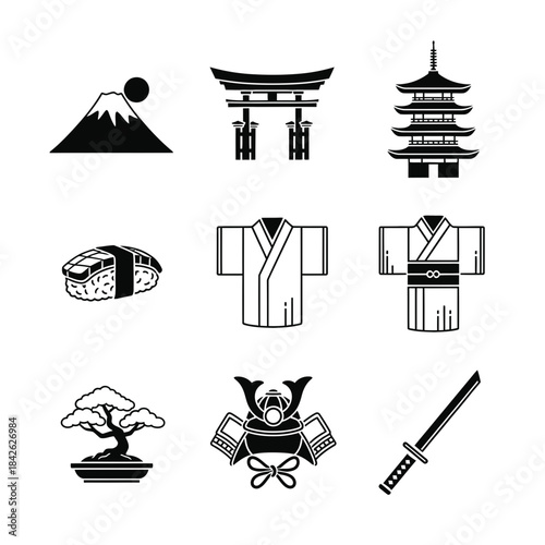 Forest Nature Silhouette Icon Set – Leaves Nuts Trees Animals Vector Collection