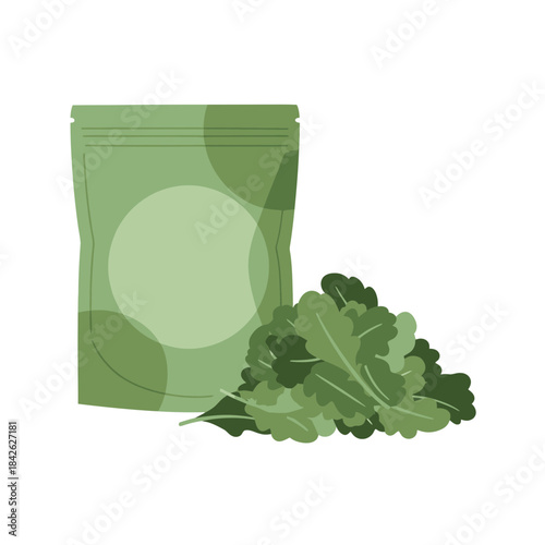 Green Tea Package Illustration – Herbal Drink Leaf Food Vector Icon