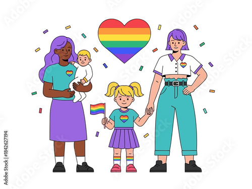 The family celebrate pride month, vector illustration design