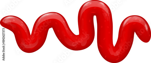 A red, squiggly line that looks like a tube of ketchup