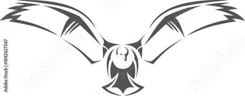 A black and white drawing of a bird with a sharp beak