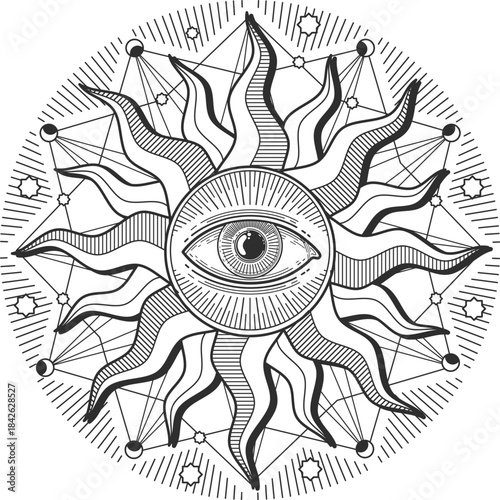 A sun with a large eye in the center