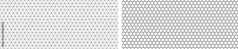 Fototapeta premium Seamless triangular grid, clean geometric tessellation vector backgrounds, monochrome line pattern templates. repeatable scalable line texture.