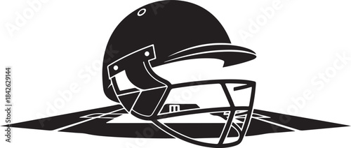cricket or Football Helmet Silhouette: Black and White Stadium

Vector Football Headgear Icon: Sports and Championship Symbol

High-Quality Silhouette of Helmet on Field with Stadium Background