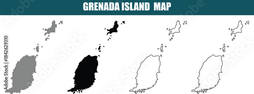 Grenada Island Map Collection with Various Styles