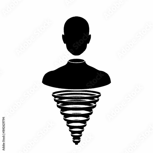 Abstract Human Torso with Spiraling Lower Body and Detached Head.