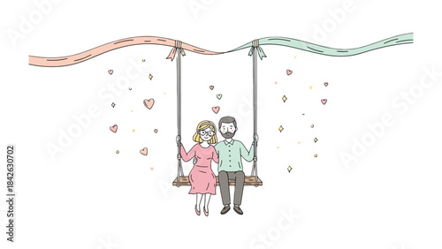 Love on a Swing: A couple shares a tender moment as they swing, surrounded by an atmosphere of affection. Witnessing the tender moment of love.