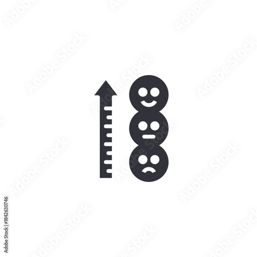 Personal growth measurement icon illustrating self progress, improvement tracking, development scale, and life balance.