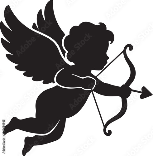Cupid Silhouette Vector: Love God with Bow and Arrow Icon

Valentine's Day Icon: Roman God Eros Black and White Clipart

Flying Cupid Drawing: Mythological Love Archer Vector