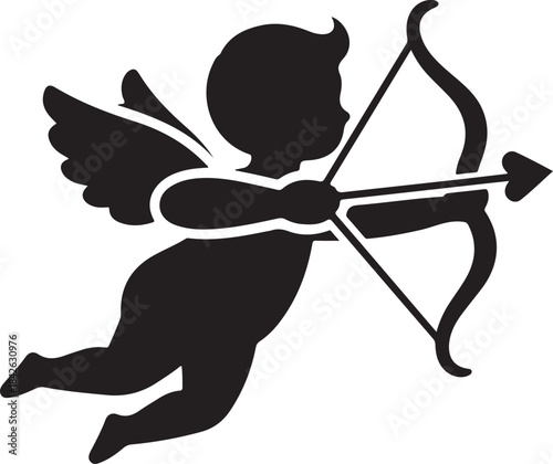 Cupid Silhouette Vector: Love God with Bow and Arrow Icon

Valentine's Day Icon: Roman God Eros Black and White Clipart

Flying Cupid Drawing: Mythological Love Archer Vector