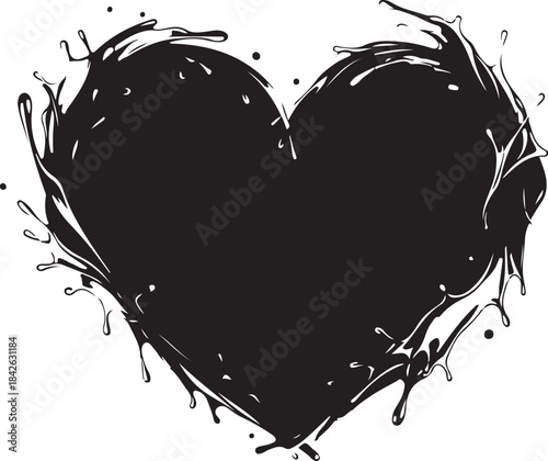 Abstract Liquid Splash Heart Frame: Black and White Vector Art

Dynamic Oil Splash Heart Border: Modern Graphic Design Element

Black Fluid Heart Shape: High-Quality Abstract Background