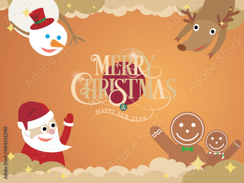 Daily A066 Cheerful Christmas characters Greeting for everyone vector graphic EPS 10
