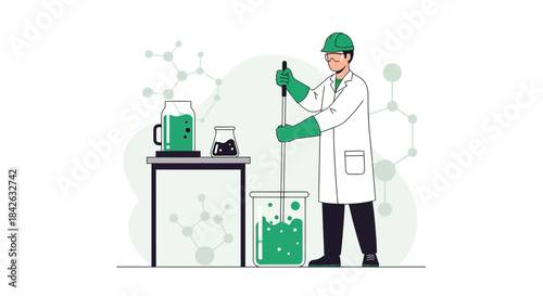 Scientist carrying out chemical experiments meticulously for innovation and discovery