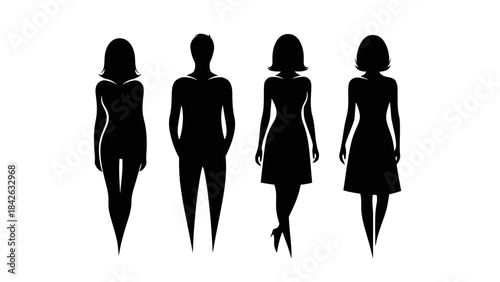 Diverse Human Silhouettes: Men and Women Poses Collection for Design