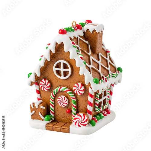 Gingerbread house ornament with candy decoration