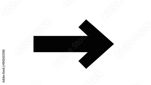 Bold Black Arrow Pointing Right, Simple Graphic Symbol for Direction and Movement