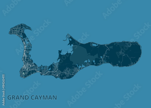 Obraz na plátně Map of Grand Cayman Island