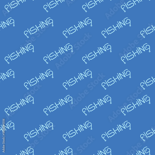 Fishing word seamless pattern isolated on color background